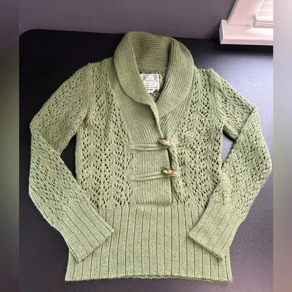 Women’s Medium Green Toggle Sweater Lambswool/Angora Rabbit Blend Luxury Cozy - Picture 4 of 14